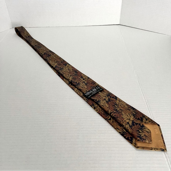 VTG NINA RICCI Classic Fall Silk Necktie – Leaf Pattern – Made in France – 58” - Picture 2 of 6
